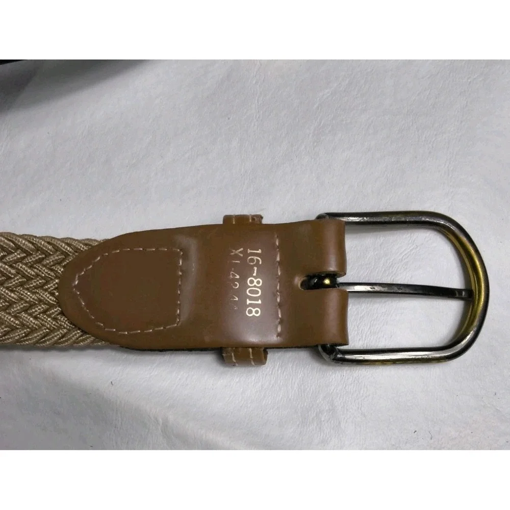Belts Lot of 2 Size 44 / 110 Brown Leather And Brown Woven Stretch